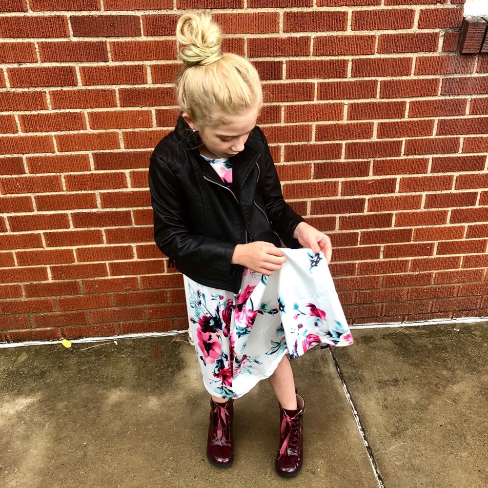 Girls long sleeve floral maxi dress